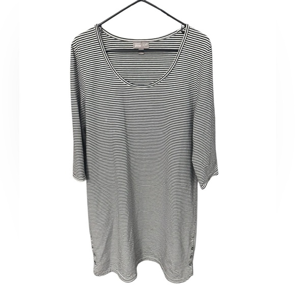 J. Jill Perfect Pima  Black and White Striped Dress Size XL Petite - Picture 1 of 5